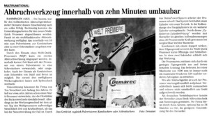 Abbruchwerkzeug innerhalb von 10 Minuten umbaubar Abbruchwerkzeug innerhalb von 10 Minuten umbaubar