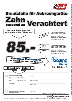 Verachtert Angebot / freie bauma Eintrittskarte